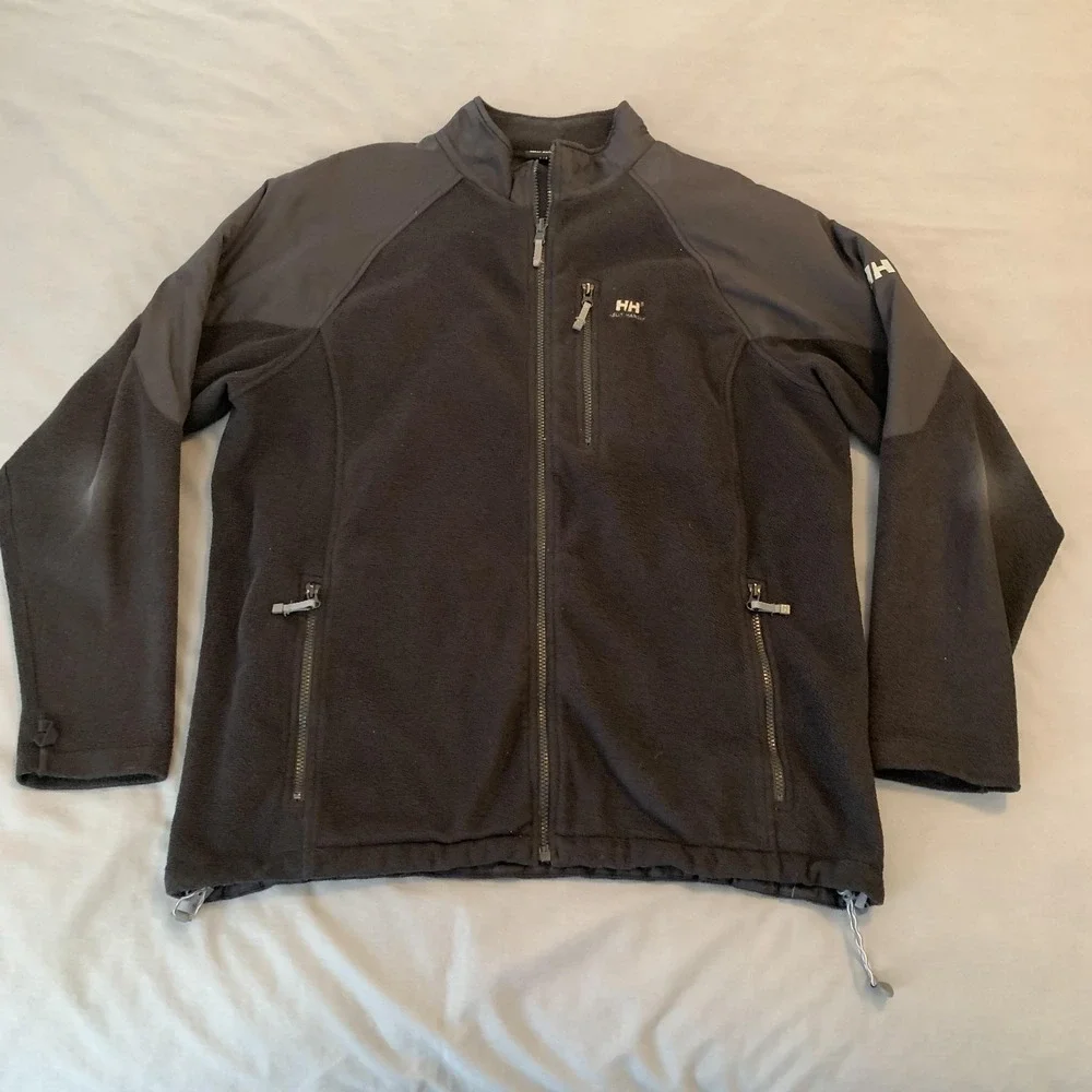 Helly Hansen Jacket Mens Large Black Fleece Full Zip Colorblock‎ Outdoor Warm